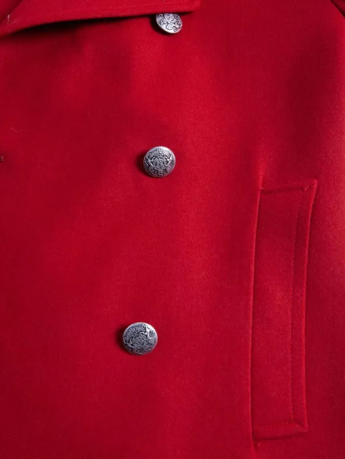 Overcoats Mens Paul Stuart Wool and Cashmere Peacoat Red