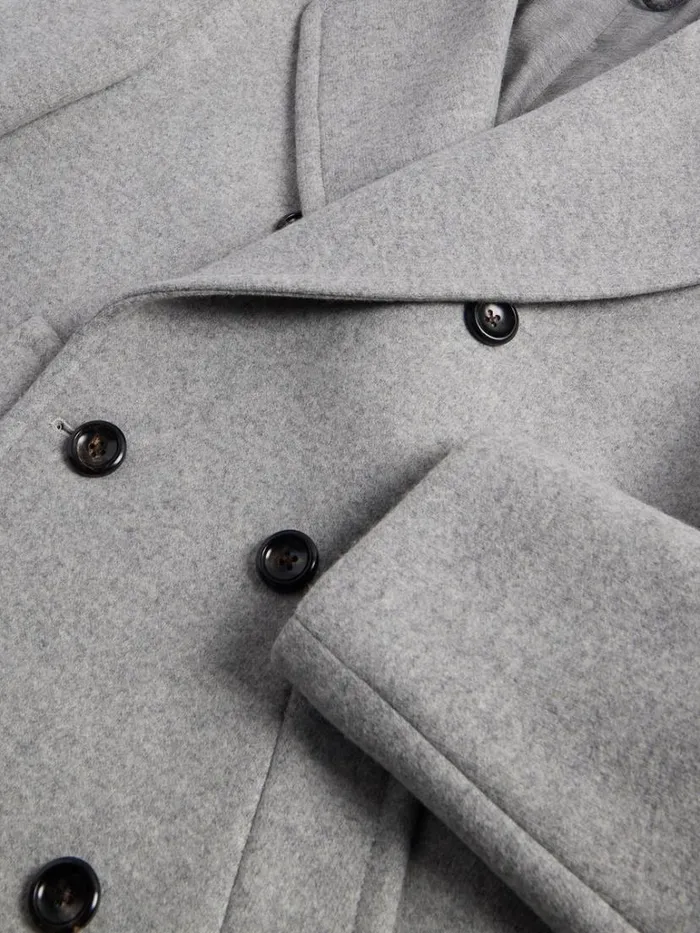 Overcoats Mens Paul Stuart Wool Jersey Peacoat Grey