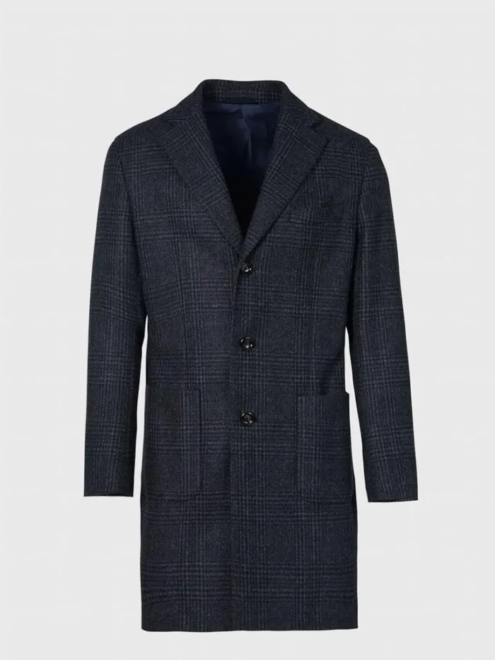 Overcoats Mens Paul Stuart Wool Plaid Overcoat Grey