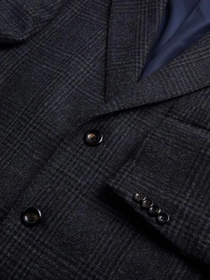 Overcoats Mens Paul Stuart Wool Plaid Overcoat Grey