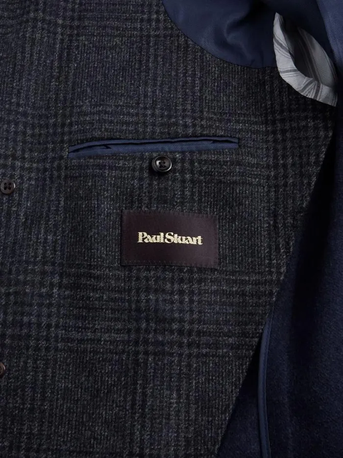 Overcoats Mens Paul Stuart Wool Plaid Overcoat Grey