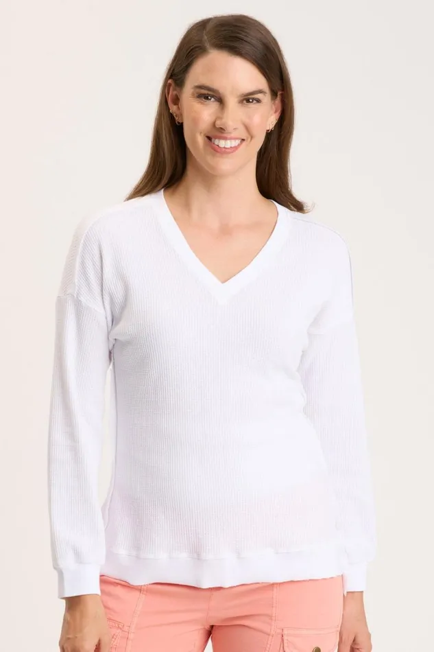 Oxley VNeck White Clothing XCVI Sweatshirts