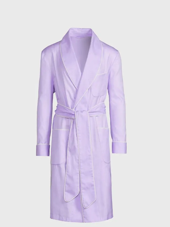 Pajamas and Loungewear Mens Paul Stuart Cotton Herringbone Robe Lilac