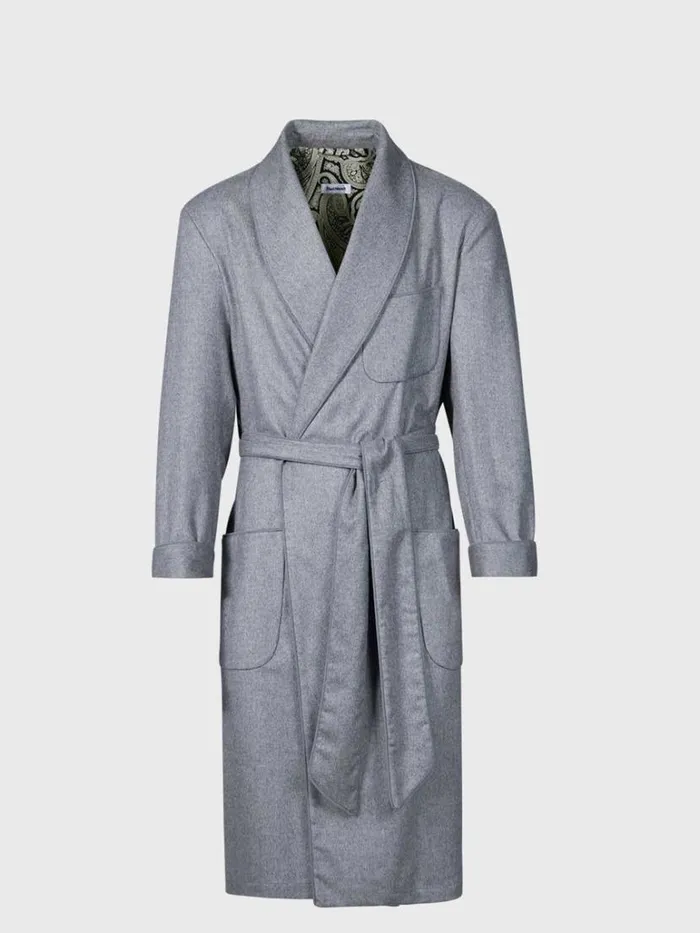 Pajamas and Loungewear Mens Paul Stuart Grey Herringbone Robe Grey