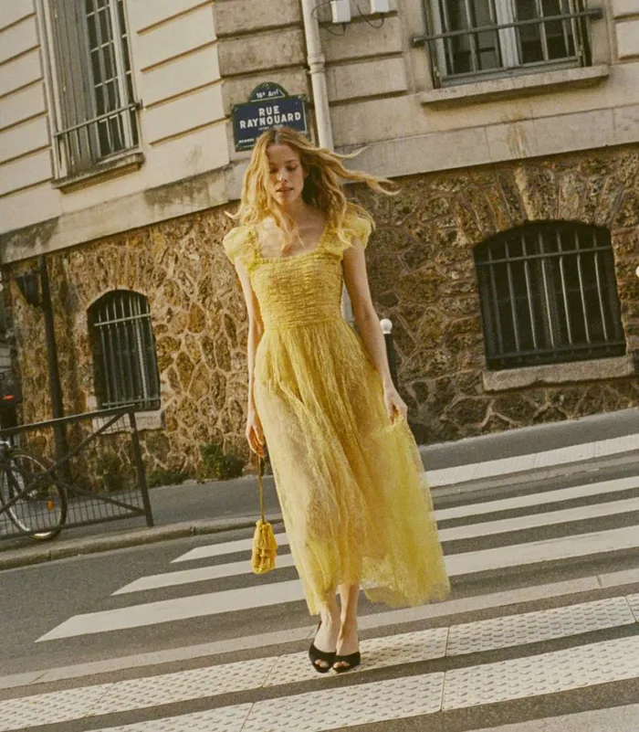 PAMELINA DRESS Daffodil Yellow Lace Shop DEN Dresses