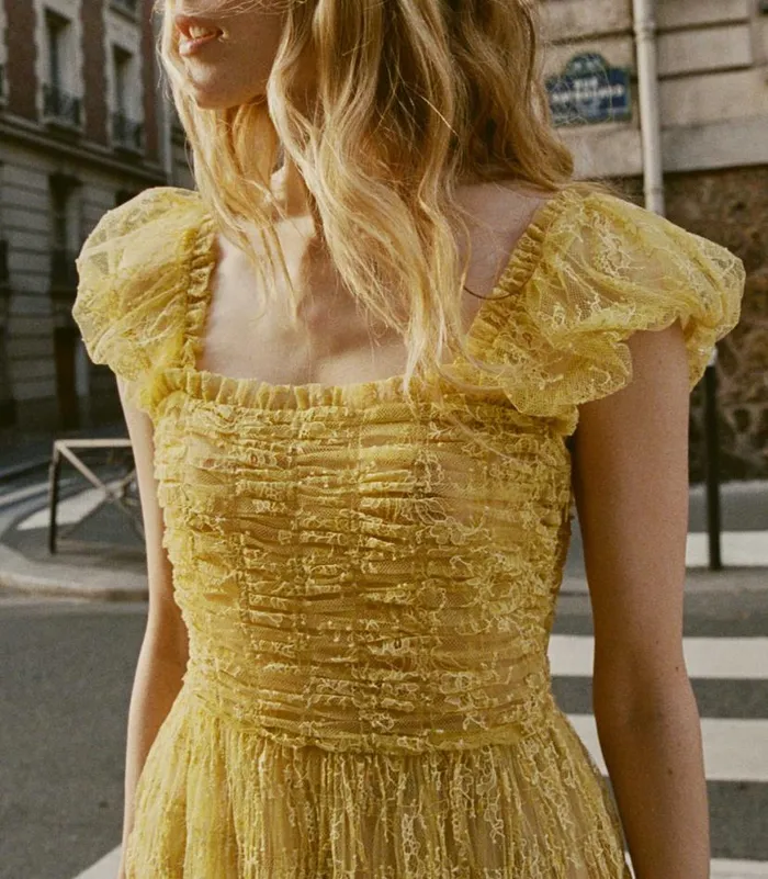 PAMELINA DRESS Daffodil Yellow Lace Shop DEN Dresses