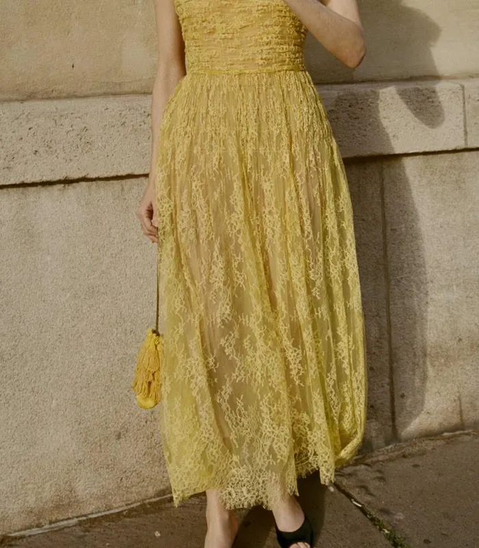 PAMELINA DRESS Daffodil Yellow Lace Shop DEN Dresses