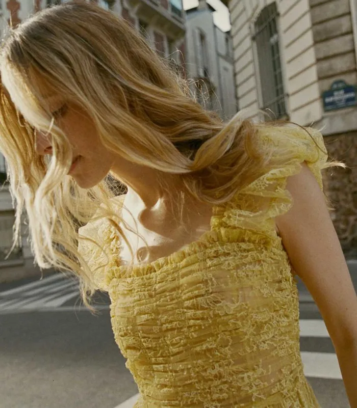 PAMELINA DRESS Daffodil Yellow Lace Shop DEN Dresses