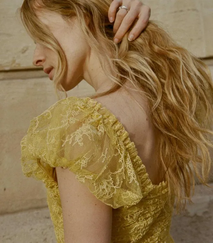 PAMELINA DRESS Daffodil Yellow Lace Shop DEN Dresses