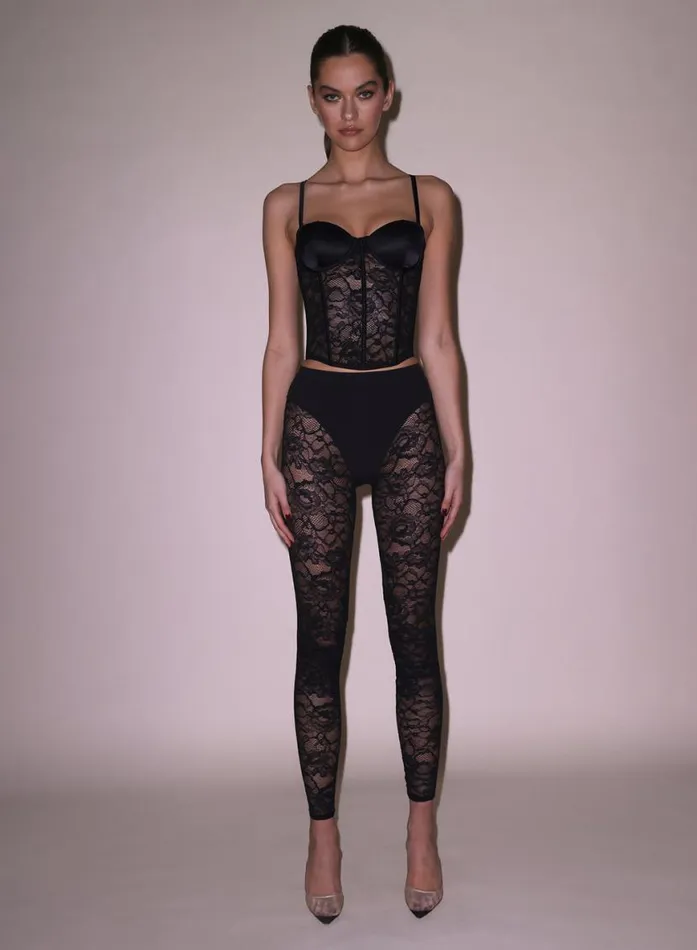 Pants Clothing Fleur Du Mal Lace and Jersey Legging Black