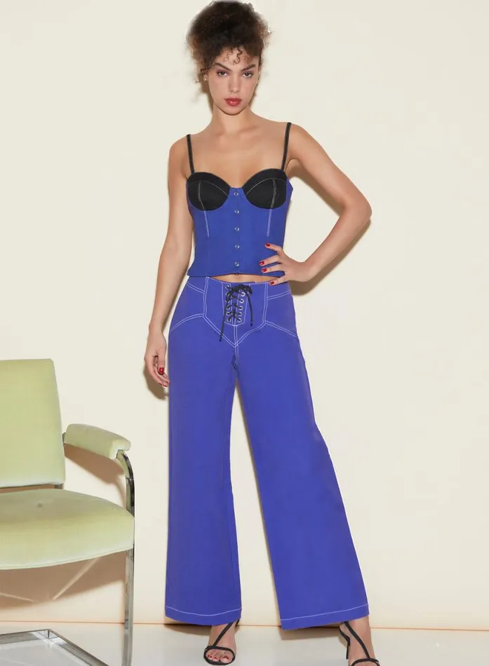 Pants Clothing Fleur Du Mal Lace Up Jean Electric Blue