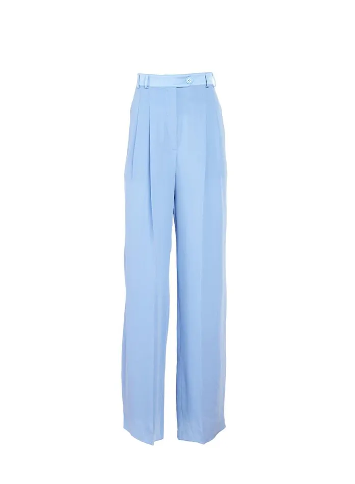 Pants Clothing Fleur Du Mal Silk Georgette Wide Leg Pant Ciel
