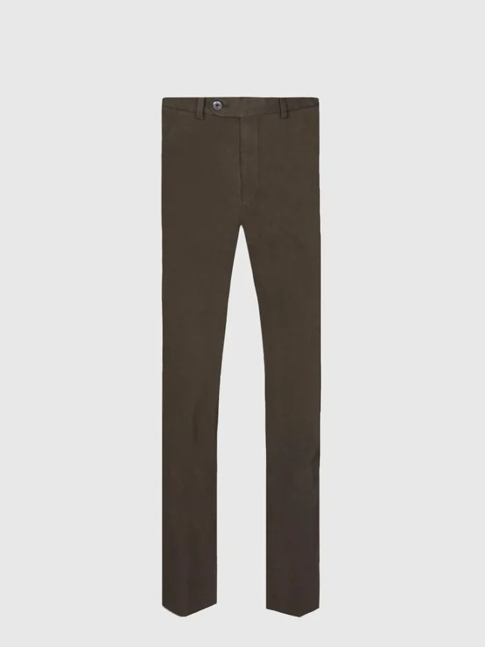 Pants Mens Paul Stuart Brushed Cotton Plain Front Newton Pant Dark Olive