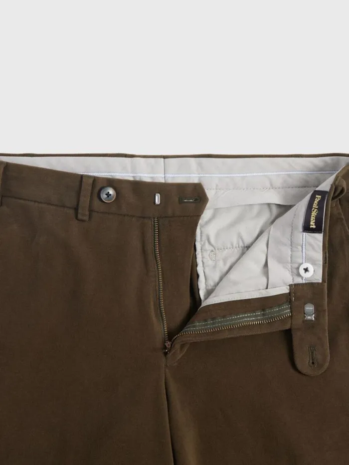 Pants Mens Paul Stuart Brushed Cotton Plain Front Newton Pant Dark Olive