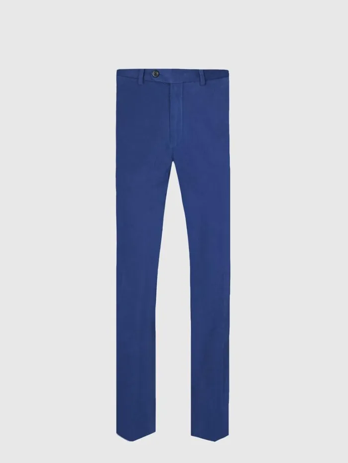 Pants Mens Paul Stuart Brushed Cotton Plain Front Newton Pant Royal Blue