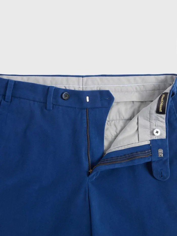 Pants Mens Paul Stuart Brushed Cotton Plain Front Newton Pant Royal Blue