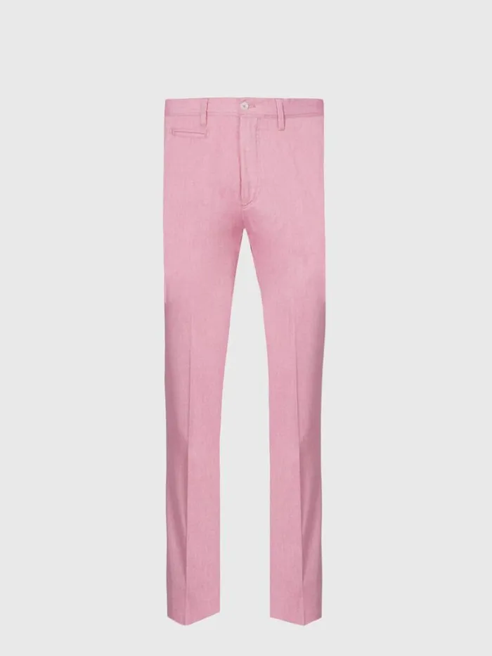 Pants Mens Paul Stuart Cotton Plain Front Dress Trouser Pink