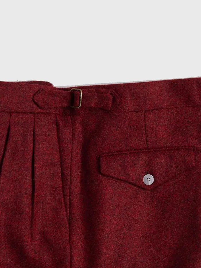 Pants Mens Paul Stuart Shetland Wool French Pleat Trouser Crimson