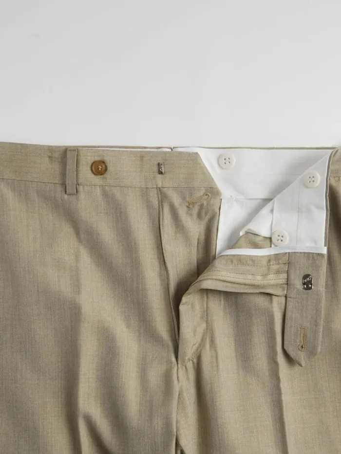 Pants Mens Paul Stuart Silk Plain Front Dress Trouser Sage
