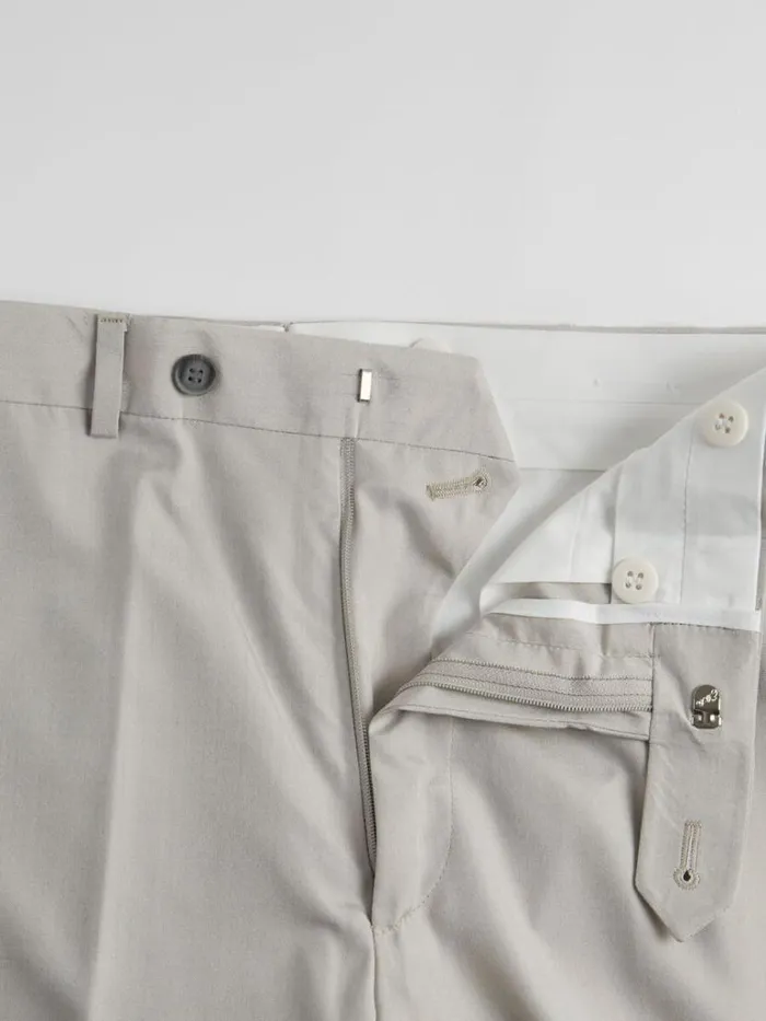 Pants Mens Paul Stuart Silk Plain Front Dress Trouser Stone