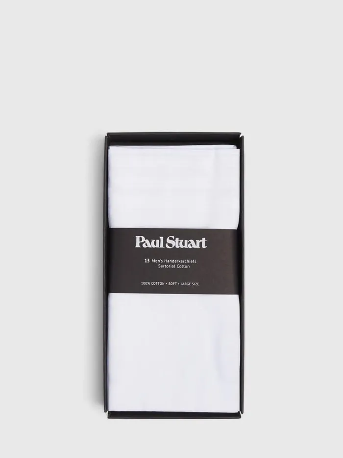 Pocket Squares Mens Paul Stuart Handkerchiefs Boxed Set White