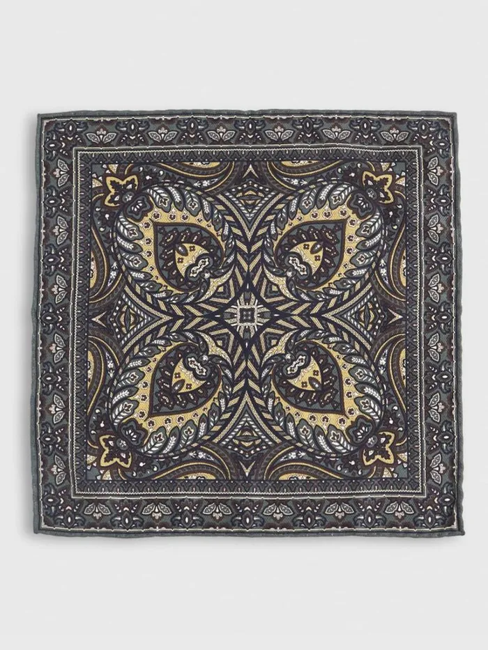 Pocket Squares Mens Paul Stuart Paisley Reversible Pocket Square Burgundy