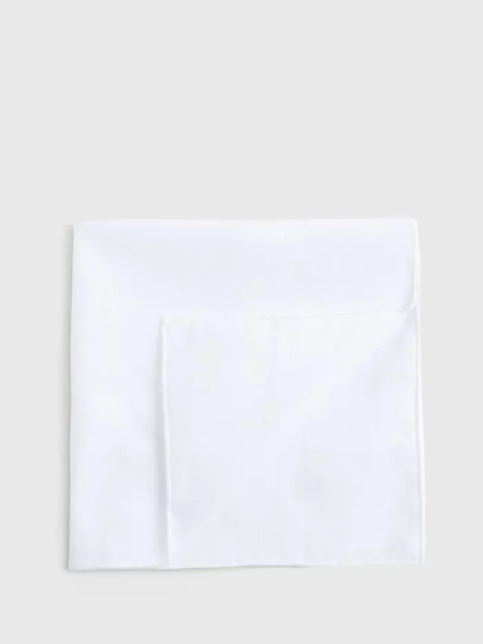 Pocket Squares Mens Paul Stuart White Cotton Pocket Square White