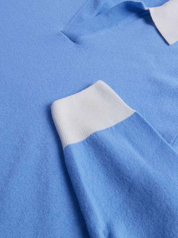 Polos and TShirts Mens Paul Stuart Cashmere Open Collar Polo Light Blue
