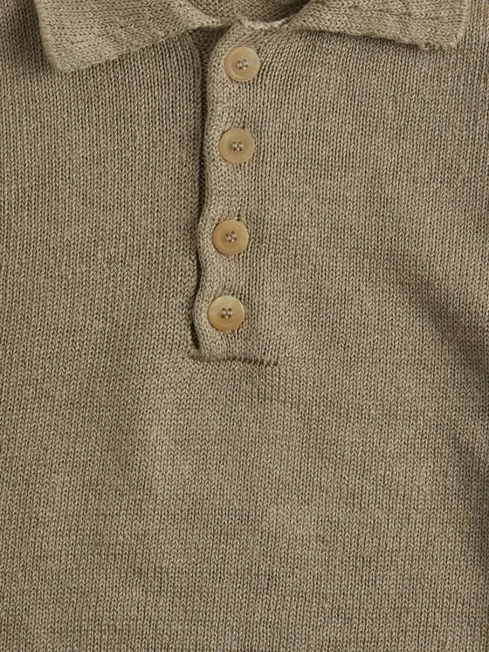 Polos and TShirts Mens Paul Stuart Linen Knitted Short Sleeve Polo Shirt Beige