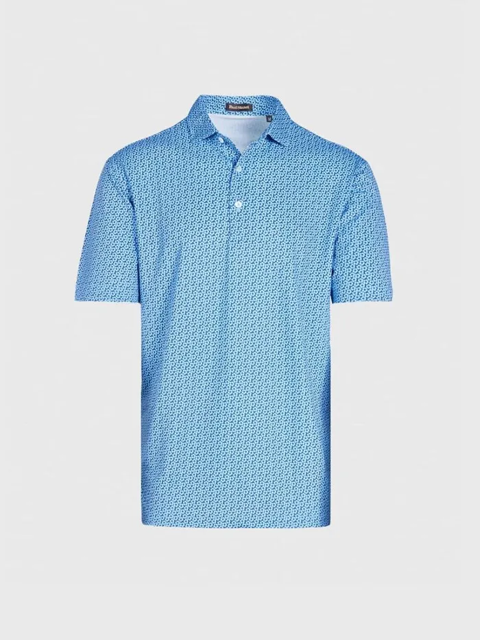 Polos and TShirts Mens Paul Stuart Printed Floral Performance Polo Navylight Blue Polos and TShirts Mens Paul Stuart Printed Floral Performance Polo Navylight Blue