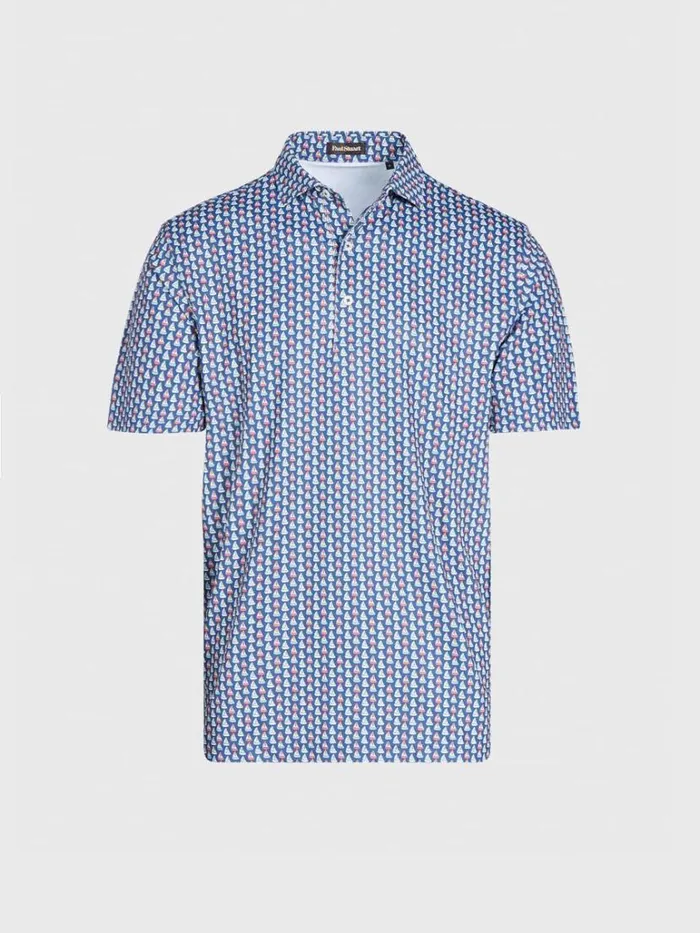 Polos and TShirts Mens Paul Stuart Sailboat Print Performance Polo Navy