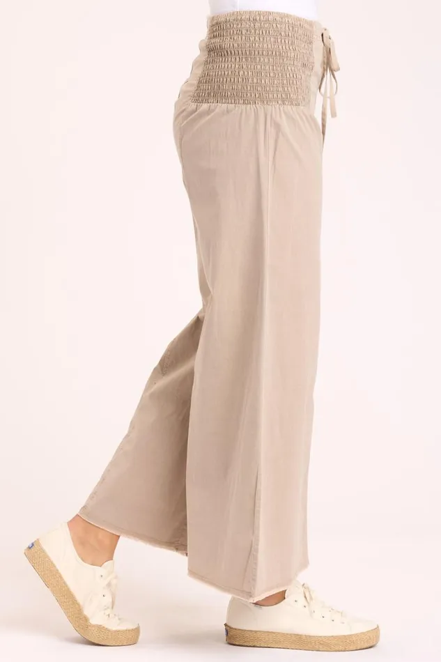 Poplin Kaj Wide Leg Sandalwood Pigment Clothing XCVI Pants