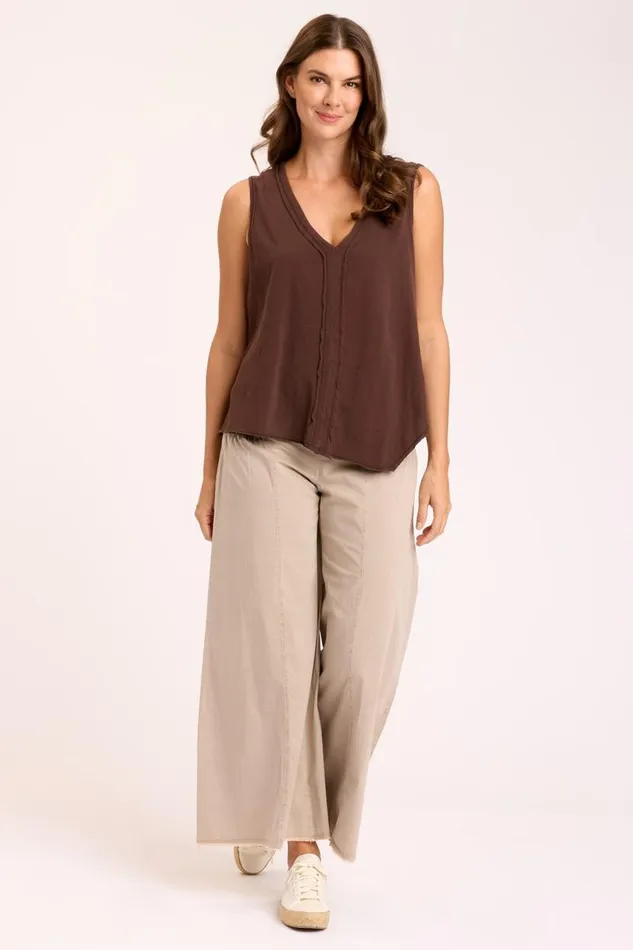 Poplin Kaj Wide Leg Sandalwood Pigment Clothing XCVI Pants