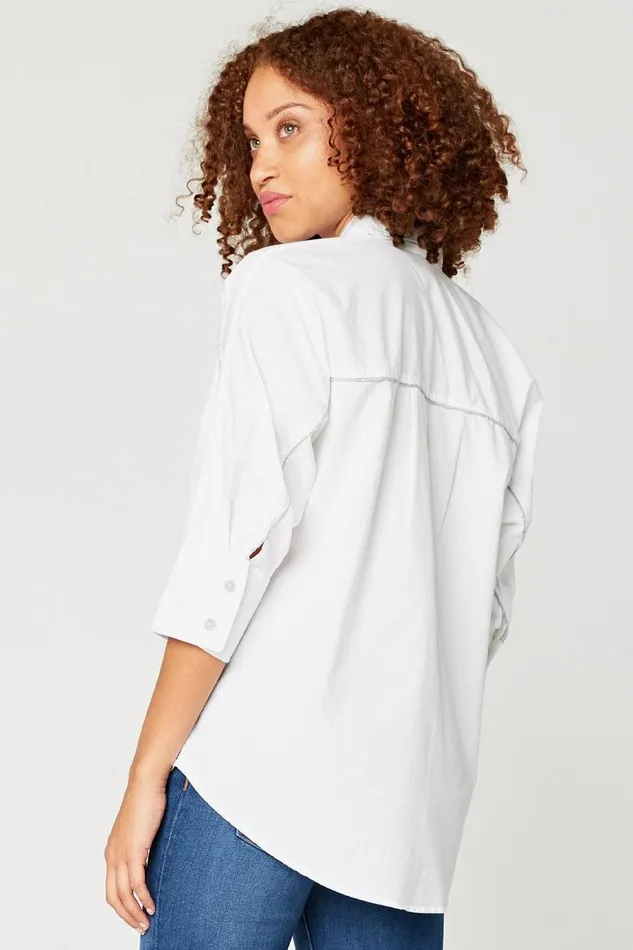Power ButtonDown Shirt White Clothing XCVI ShirtsBlouses
