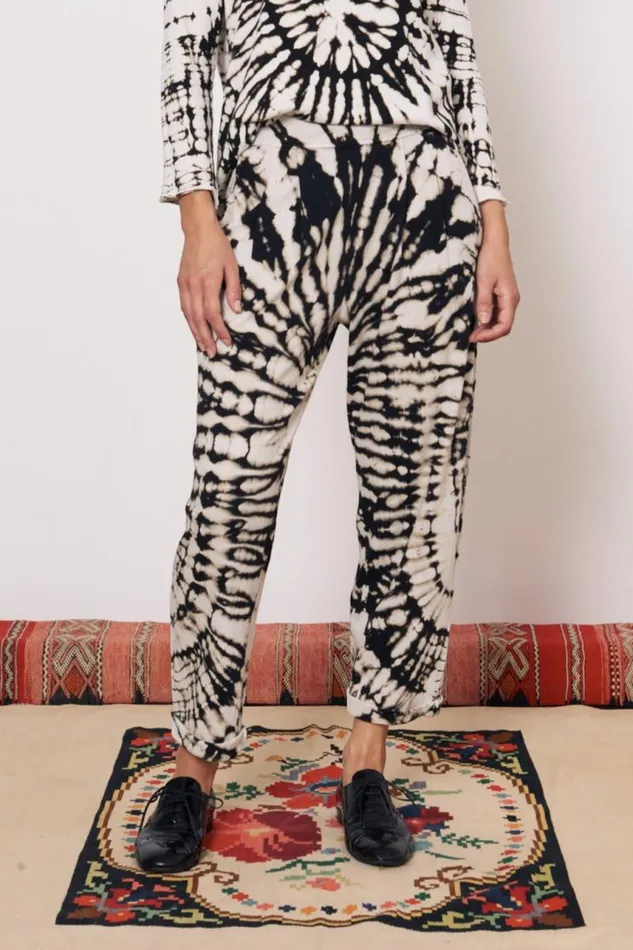 Raquel Allegra Bottoms Women Black And Dirty White Easy Cuff Pant