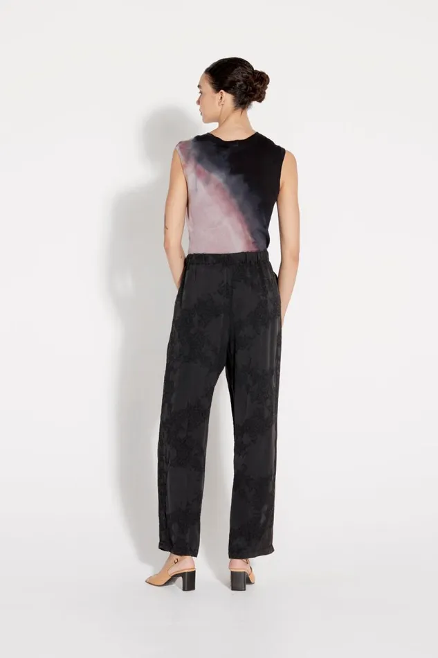 Raquel Allegra Bottoms Women Black Silk Jacquard Bianca Pant