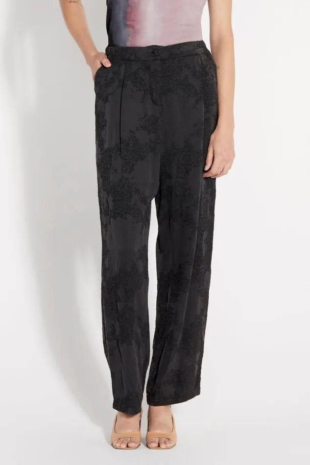 Raquel Allegra Bottoms Women Black Silk Jacquard Bianca Pant