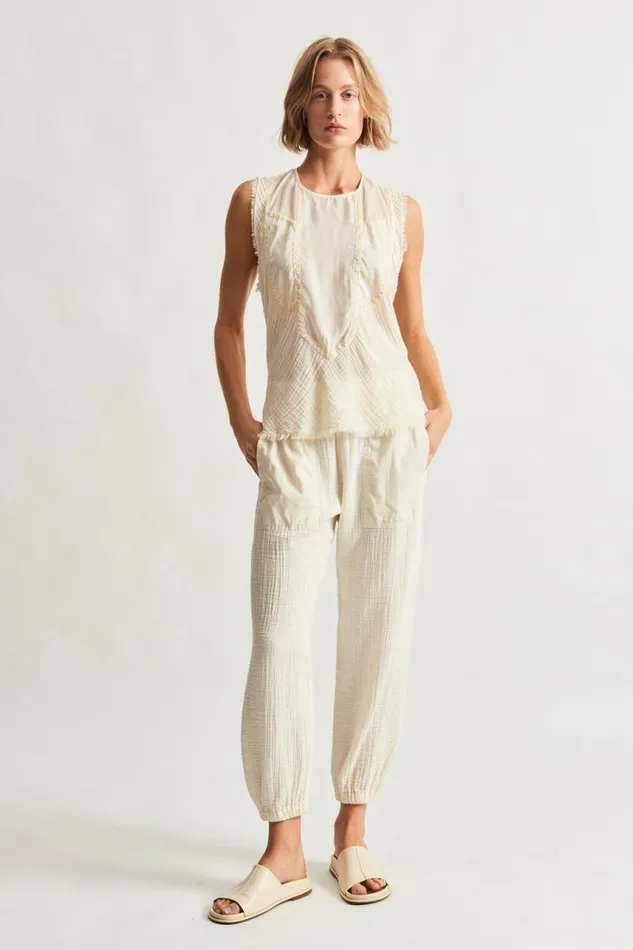Raquel Allegra Bottoms Women Gauze Dirty White Cameroon Pant