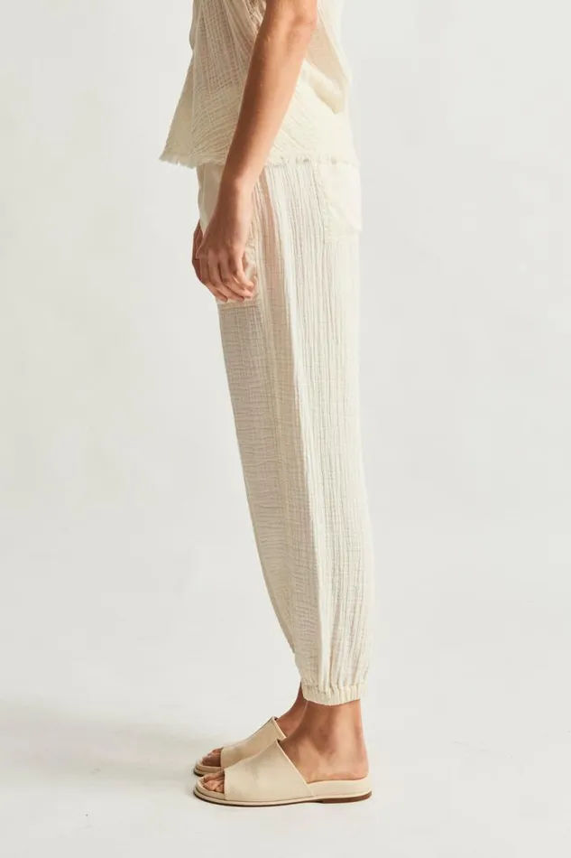 Raquel Allegra Bottoms Women Gauze Dirty White Cameroon Pant