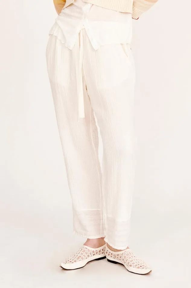 Raquel Allegra Bottoms Women Gauze Washed White Overland Pant