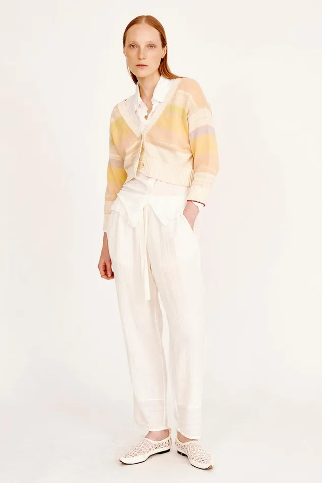 Raquel Allegra Bottoms Women Gauze Washed White Overland Pant