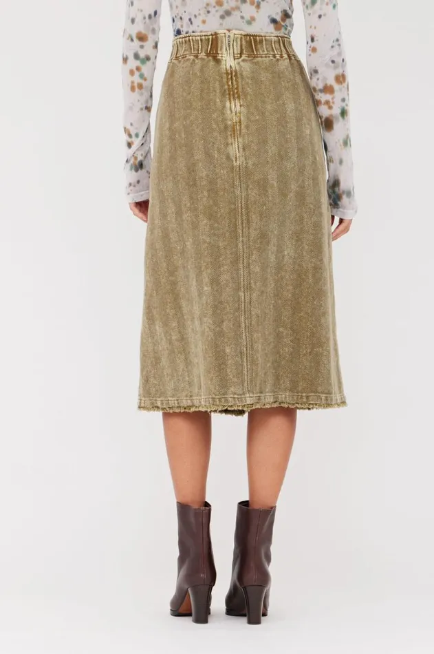 Raquel Allegra Bottoms Women Twill Gold Green Work Skirt