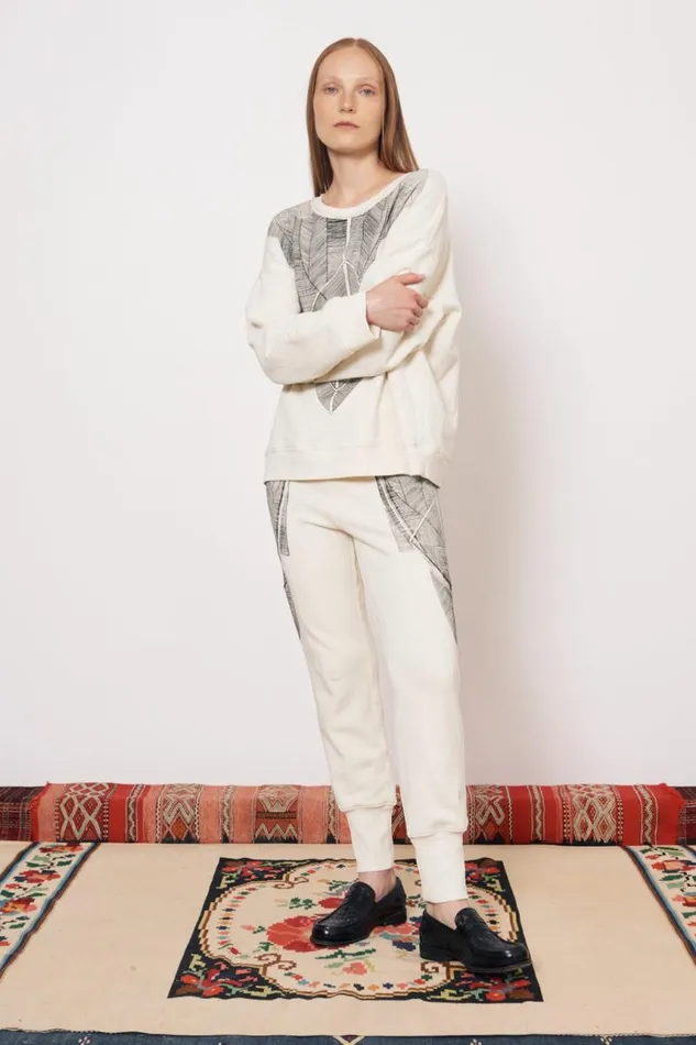 Raquel Allegra Bottoms Women Vintage Fleece Dirty White Kongo Pant