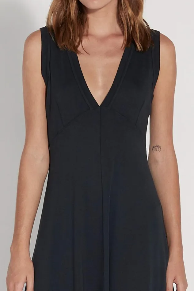Raquel Allegra Dresses Women Black Baby Rib Sleeveless Nathalie Dress