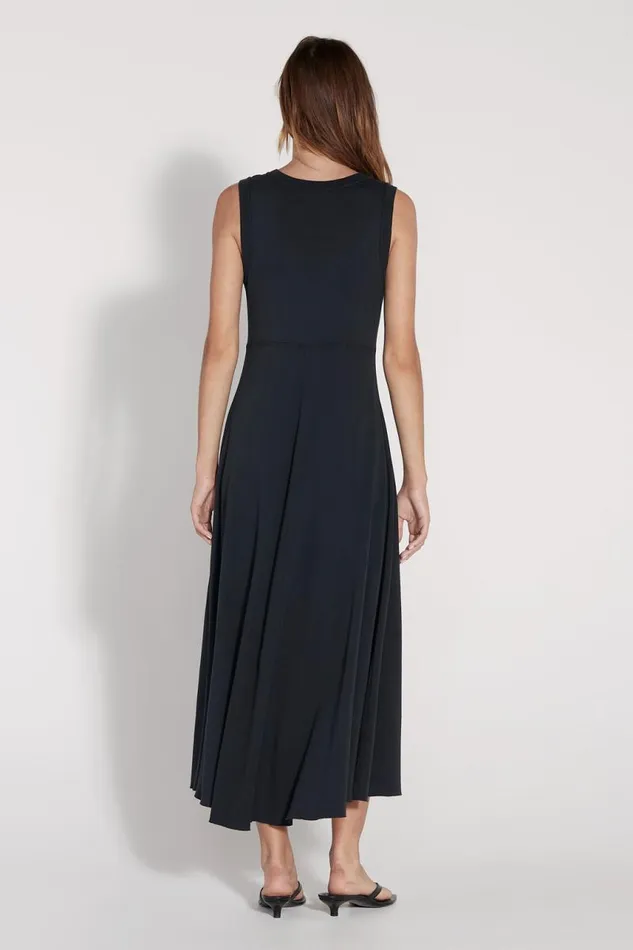 Raquel Allegra Dresses Women Black Baby Rib Sleeveless Nathalie Dress