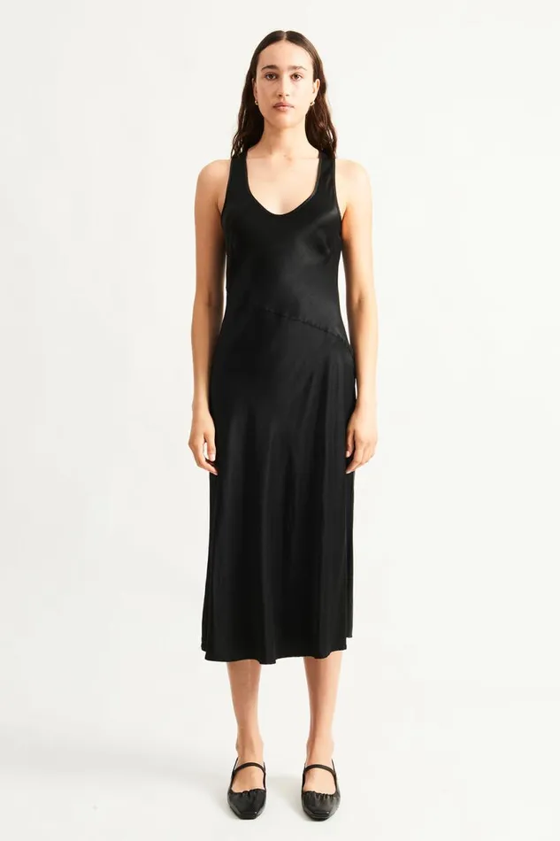 Raquel Allegra Dresses Women Black Valentina Midi Dress