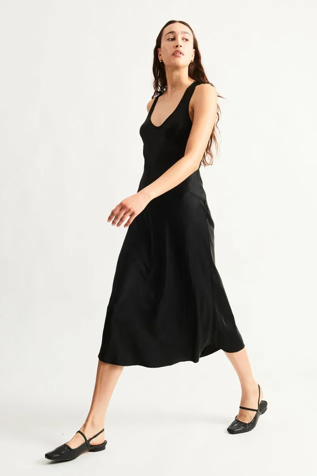 Raquel Allegra Dresses Women Black Valentina Midi Dress