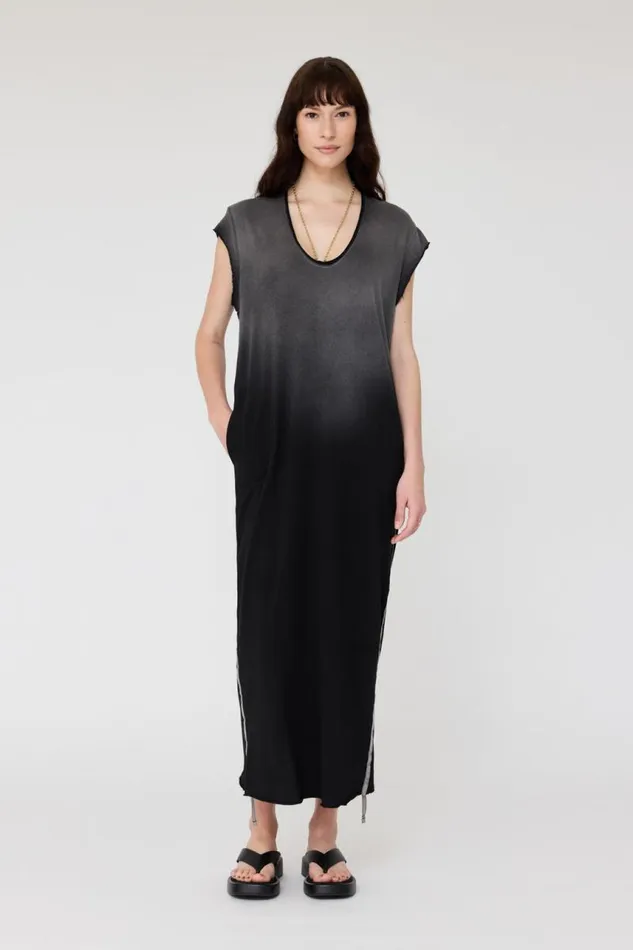 Raquel Allegra Dresses Women Faded Black Cocoon Maxi Dress