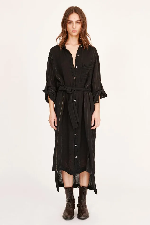 Raquel Allegra Dresses Women Gauze Black Los Feliz Dress