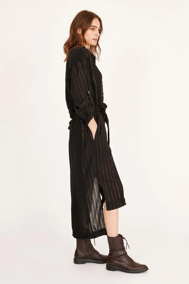 Raquel Allegra Dresses Women Gauze Black Los Feliz Dress